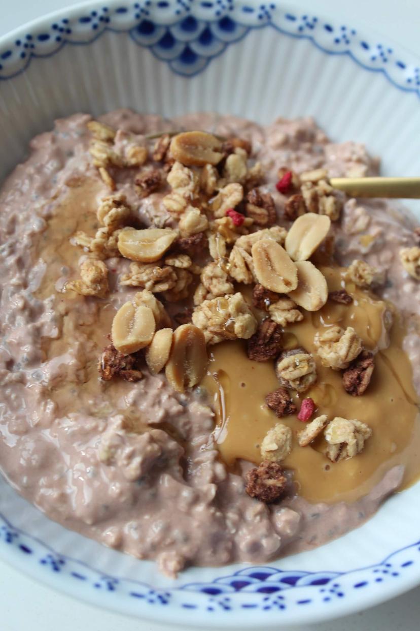 Overnight oats med kefir og vaniljeskyr